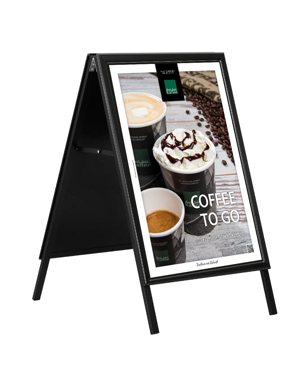 Kundenstopper / Plakatständer für Poster A1 / Familie Schärf Kaffee